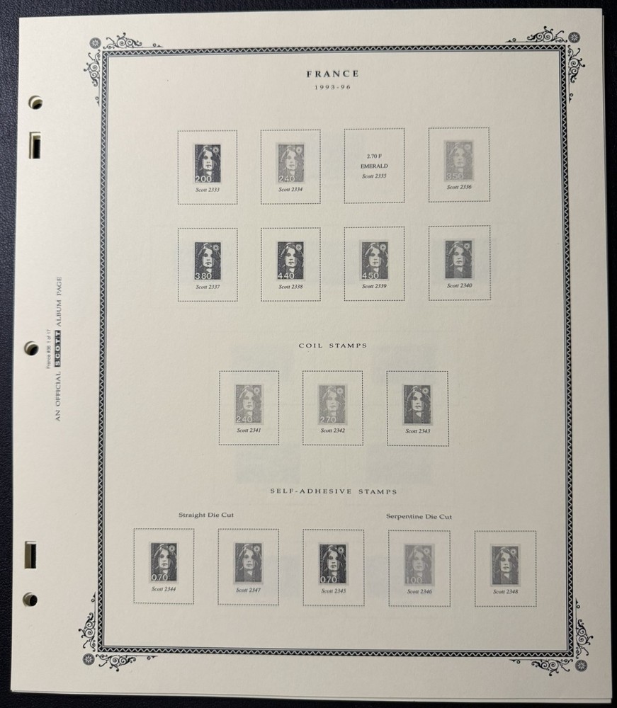 Scott France Stamp Album Supplement #36 Pages 1 - 17 - No Stamps