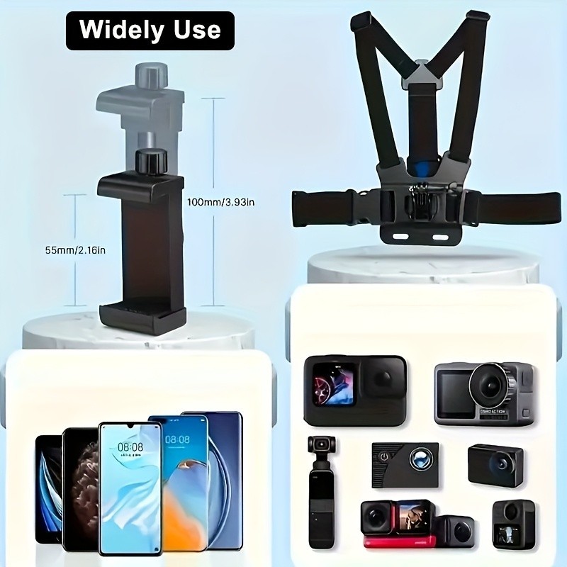 6PCS Action Camera & Phone Mount Set-Head/Chest Straps for First-Person Shooting