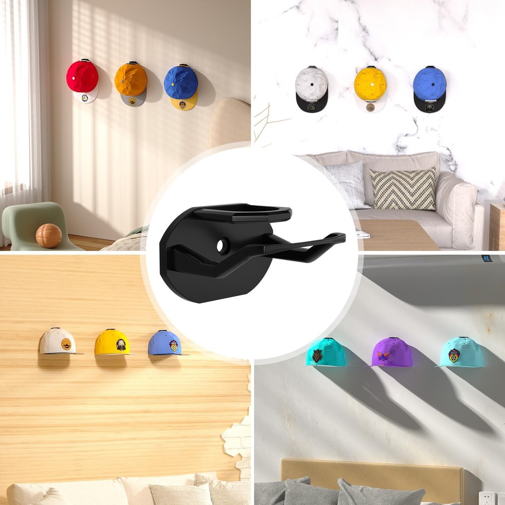 22 Pack Adhesive Hat Hooks for Wall, Super Strong Rack Small, Black