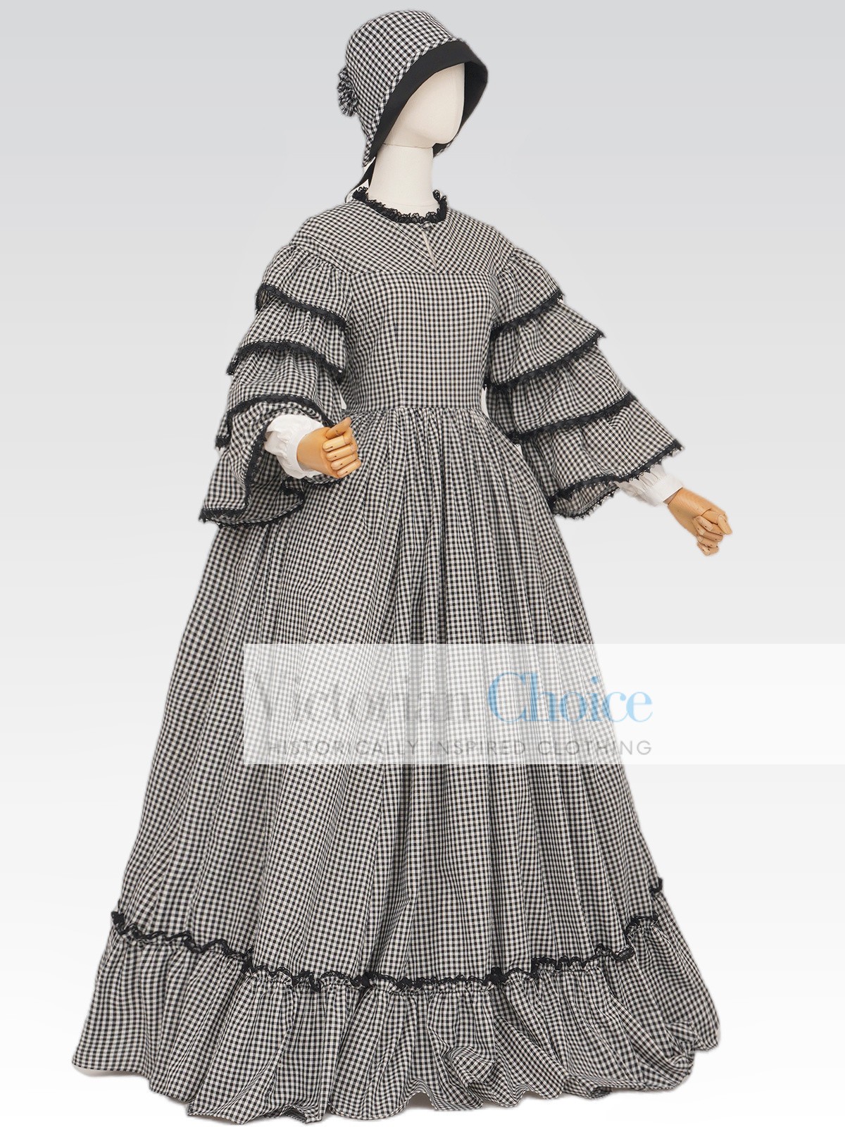 Victorian Dickens Plaid Dress Civil War 1850s 1860s Frontier Women Theater 260