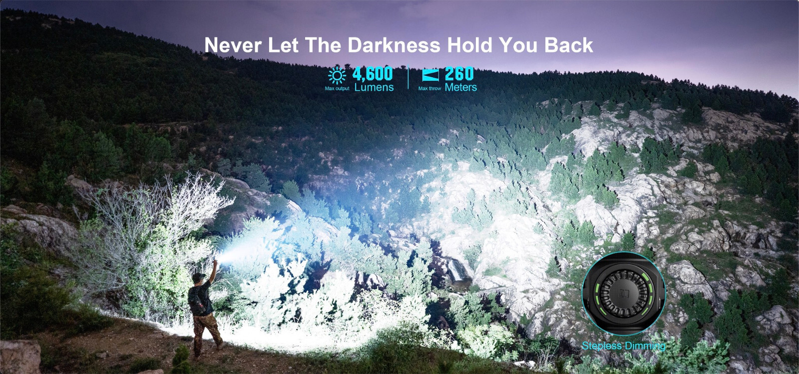 Olight Seeker 4 Pro Matte Black Flashlight, Versatile Holster, 4600L, Neutral WH