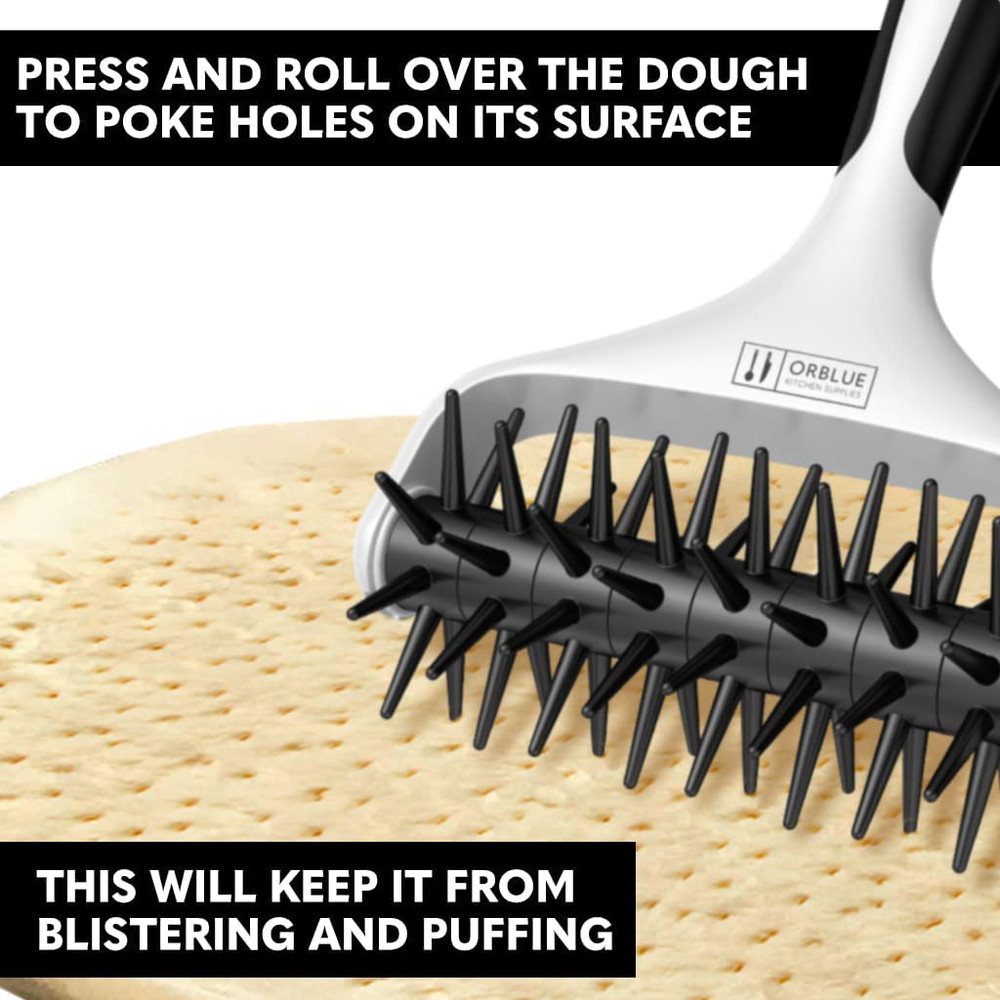 Pizza Dough Docker Pastry Roller with Spikes, Pizza Docking Tool for Home & C...