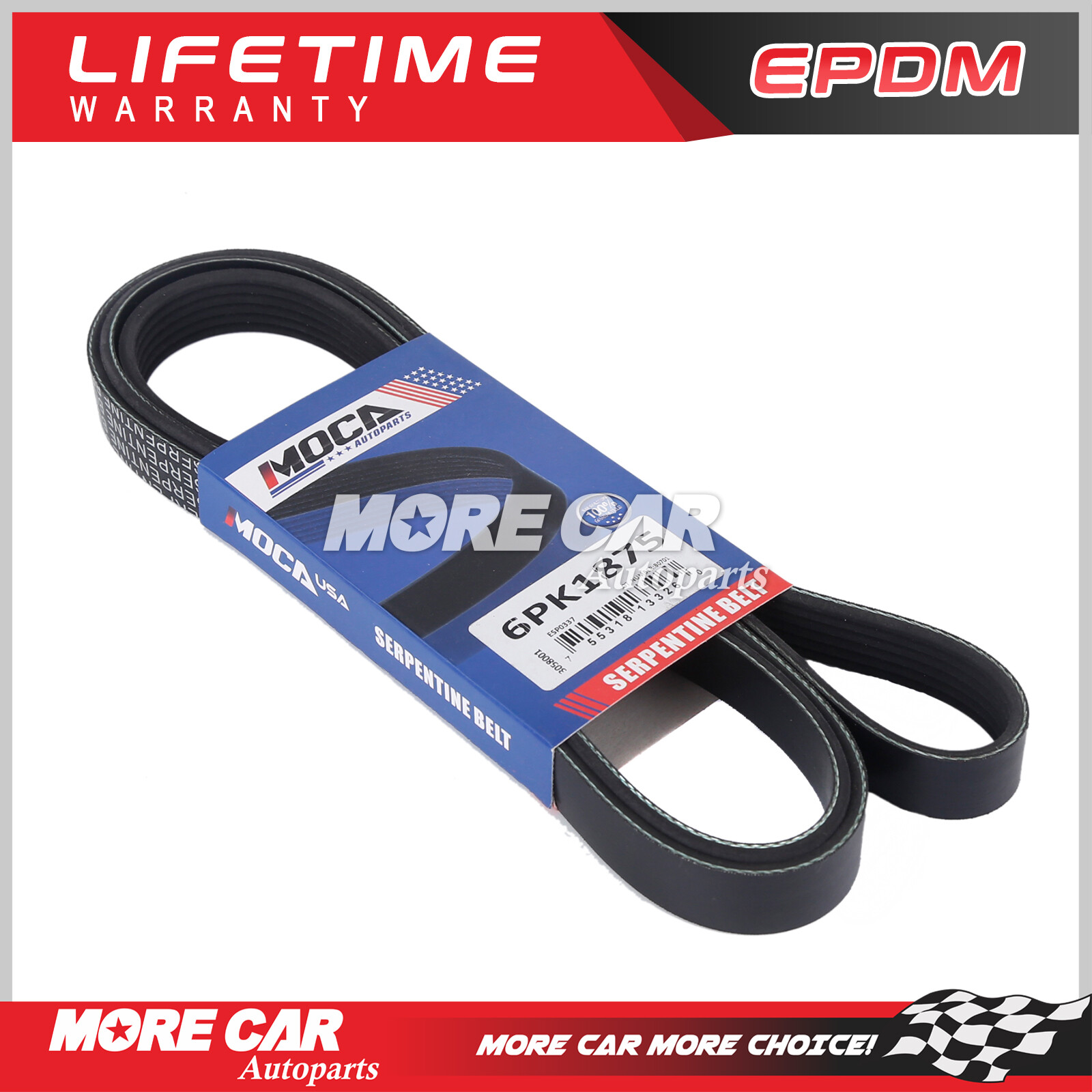 EPDM Serpentine Belt 6PK1875 for 03-08 Toyota Matrix Corolla Celica 1.8L l4 GAS