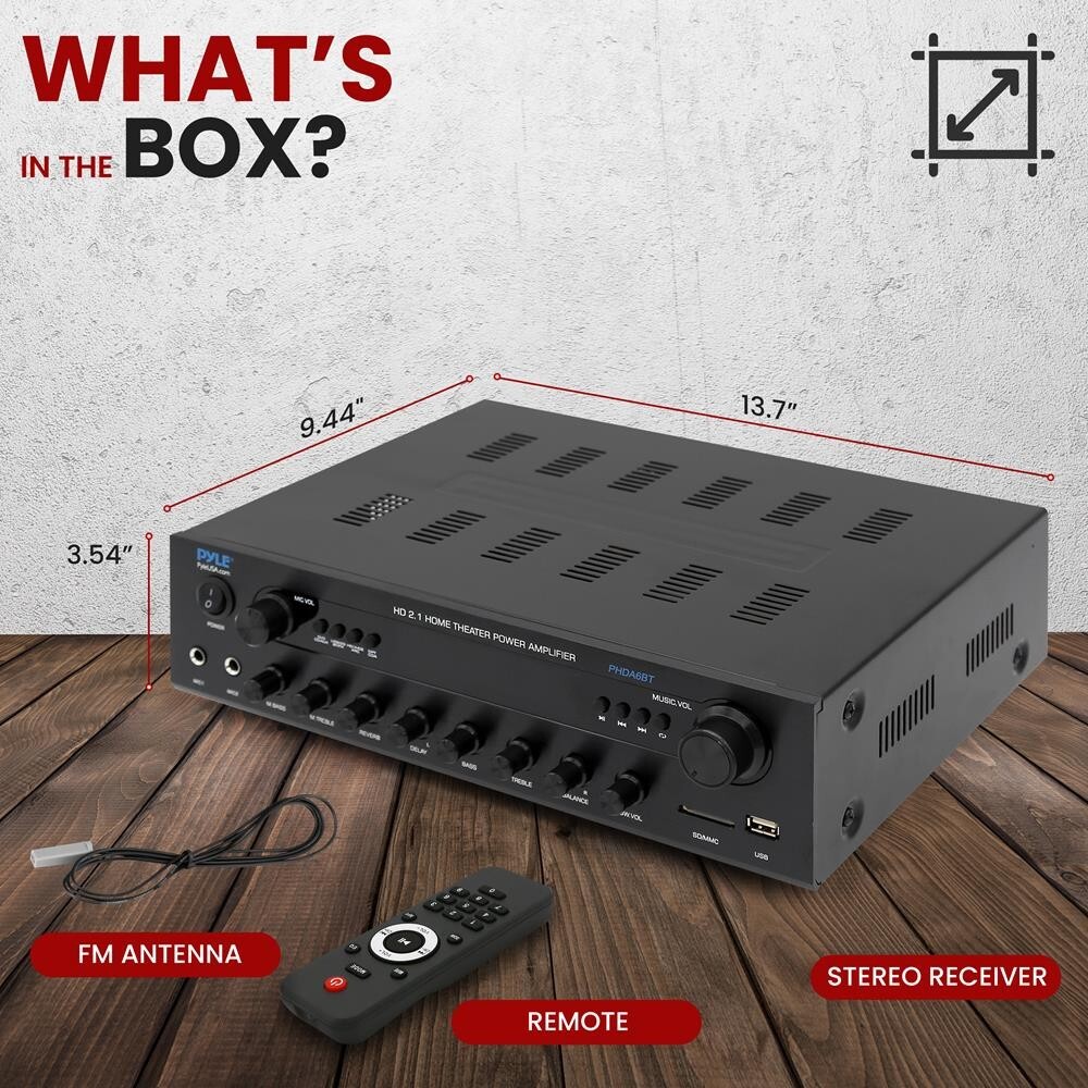 Pyle 400 Watt Power Bluetooth Stereo Amplifier Receiver w/ Digital LED Display