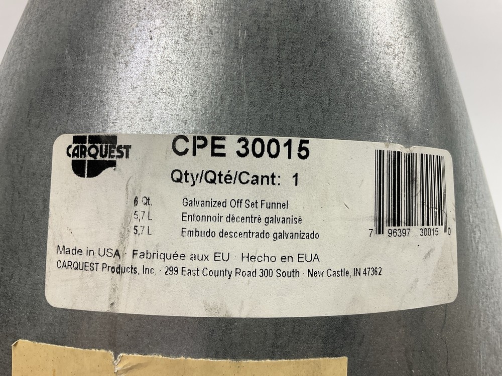 Carquest 30015 6 Quart Galvanized Offset Funnel