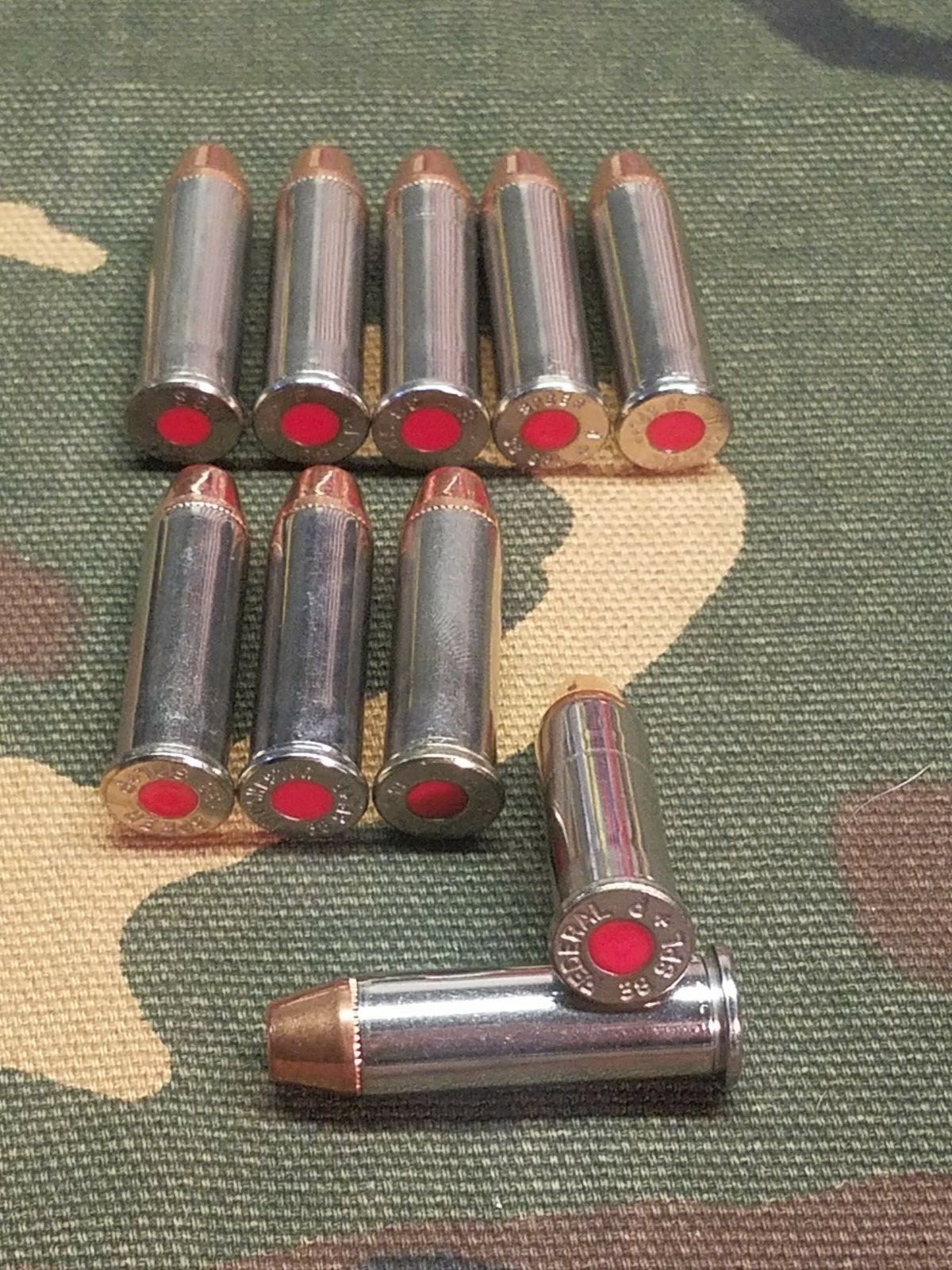 38 SPECIAL SNAP CAPS SET OF 10, NICKEL+RED, REAL 125gr WEIGHT!!!