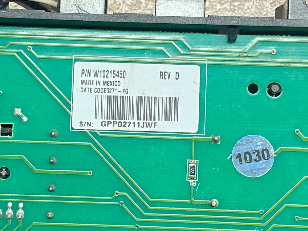 Whirlpool Washer user interface W10215450 (W10215800)
