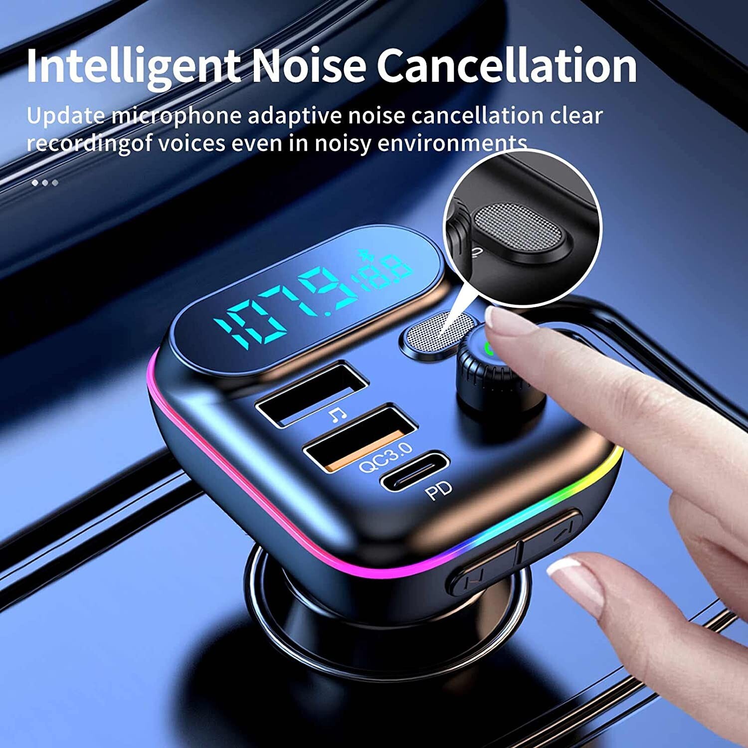 Bluetooth5.0 Car Adapter FM Transmitter USB AUX Radio Handsfree MP3 Music Player
