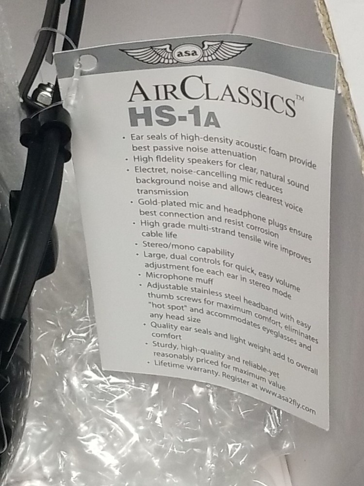 ASA AirClassics Pilot Headset, HS-1A