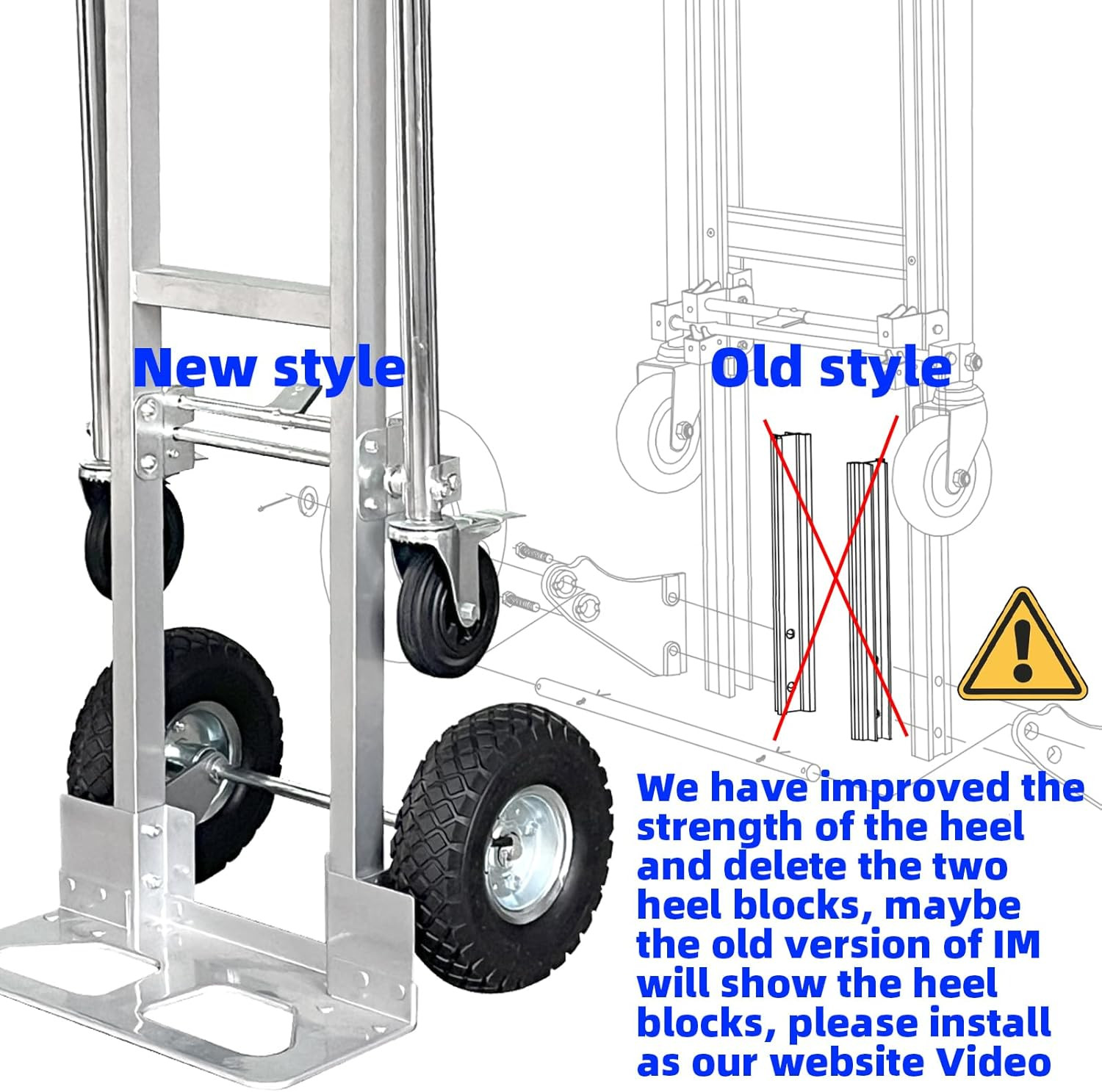3 in 1 Convertible Hand Truck Dolly Cart Heavy Duty 1000lb Capacity 4 Wheel Furn