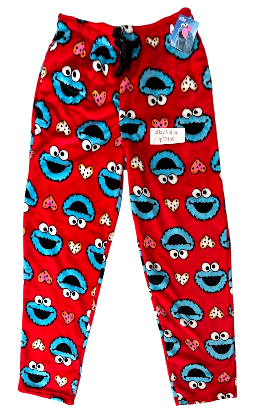 Cookie Monster VALENTINE’S DAY HEARTS Plush FLEECE LOUNGE PAJAMA PANTS Mens S-XL