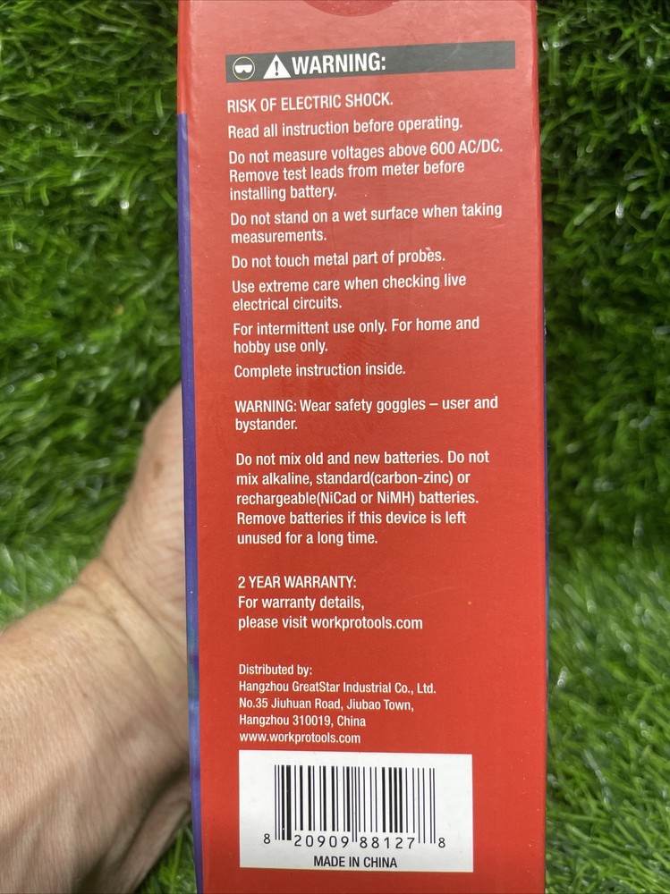 WorkPro W600 AC/DC Digital Multimeter Volt Meter Ohmmeter Tester Ohm Handheld E1