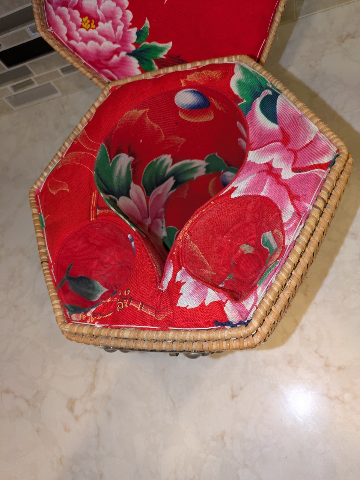 Vintage Chinese Wicker Basket for Tea