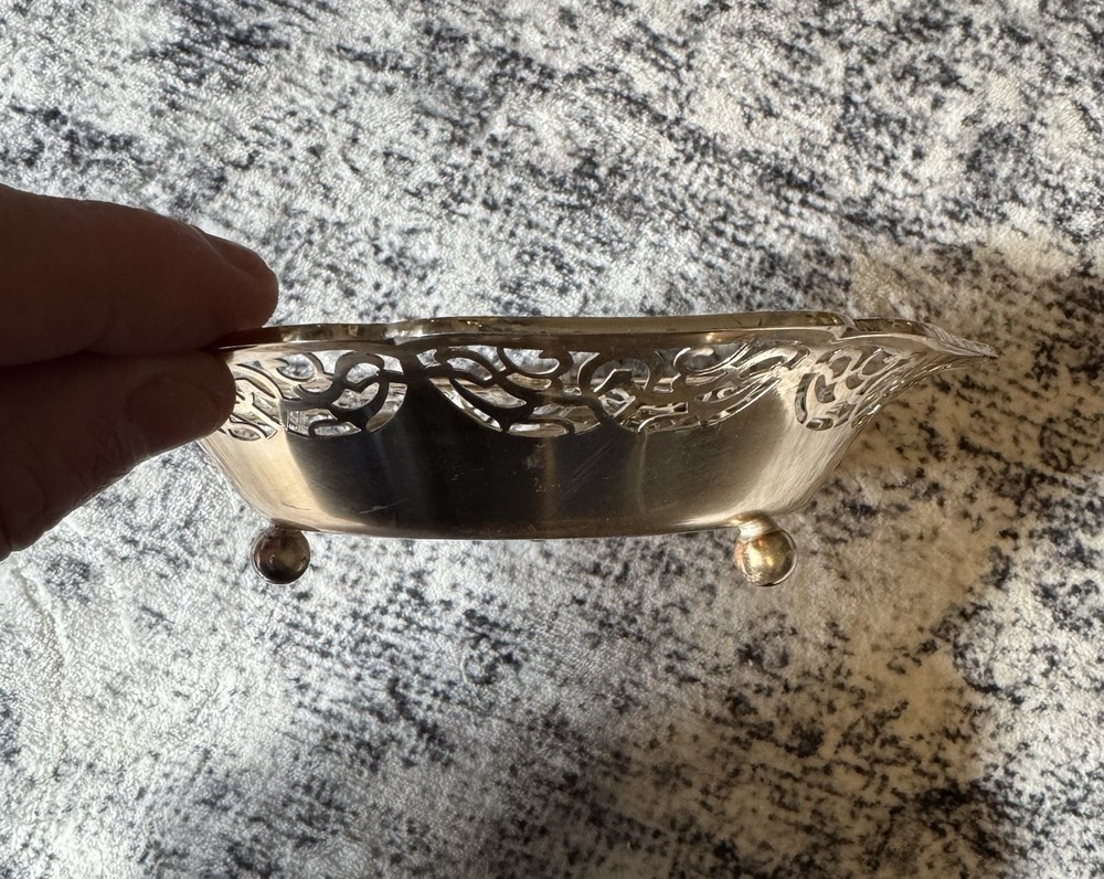 IKORA Germany EP Brass 3 Footed Ornate Candy Bowl Serving Dish