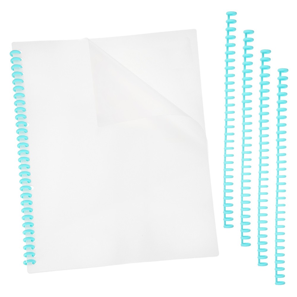 10Pcs Clear Presentation Binding Covers with 5Pcs 8.5mm Combs Kit, Blue