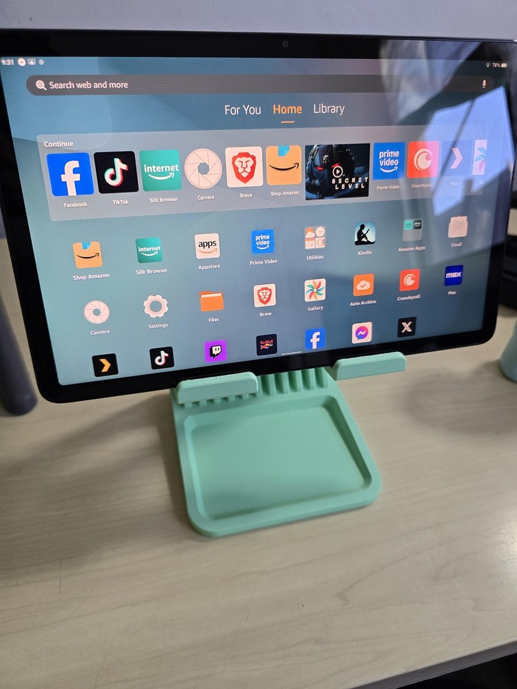 Tablet Stand with Desk Tray, Angled iPad Holder, Android Tablet Dock, Bedside or