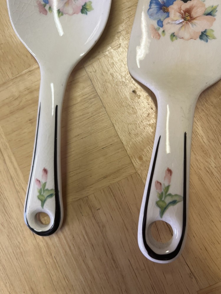 Vintage Cake server and Serving Spoon Set Porcelain