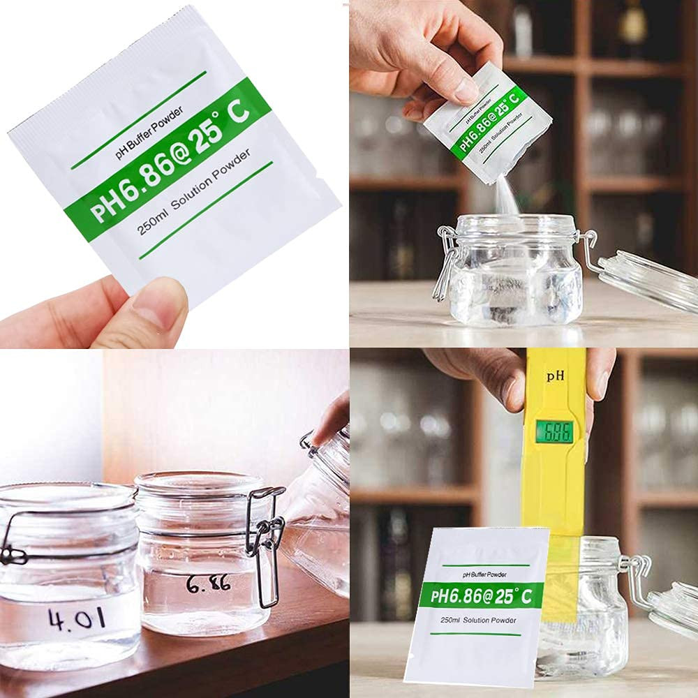 Nynelly 15 Pack Ph Meter Buffer Solution Powder Ph 6.86, 4.01, 9.18 for Precise