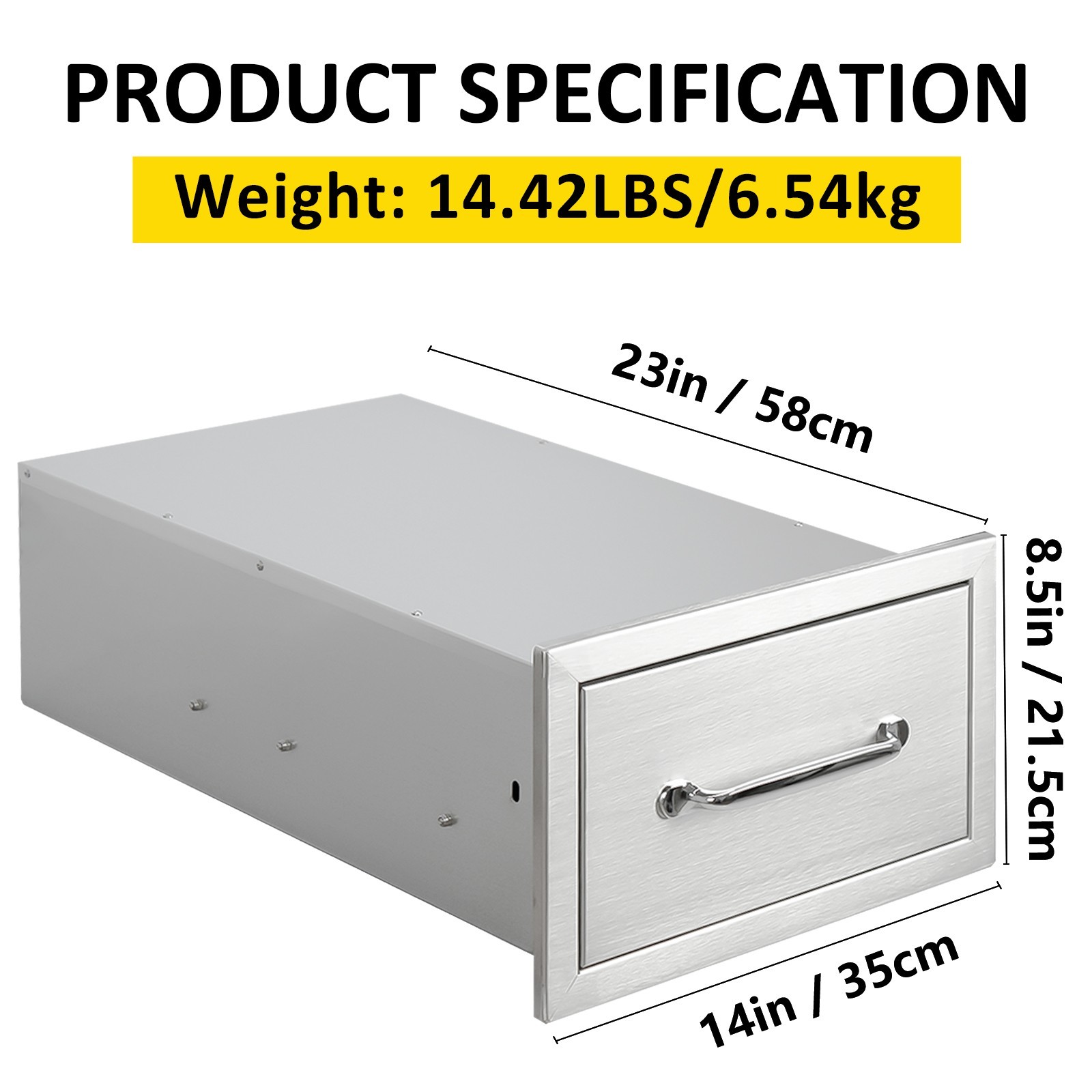 Stainless Outdoor Kitchen Drawers,Flush Mount BBQ Drawers with Handle(Multi-size