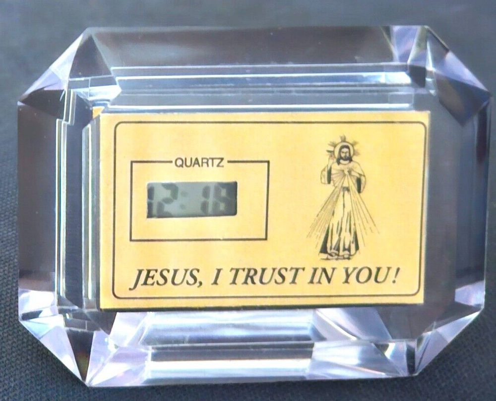 Older Vtg LCD Clock "Jesus, I trust in you"