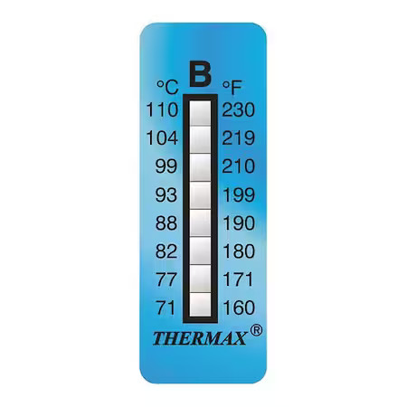 Thermax 80609 Temp Indicator, Strip, Blue, 10Pk