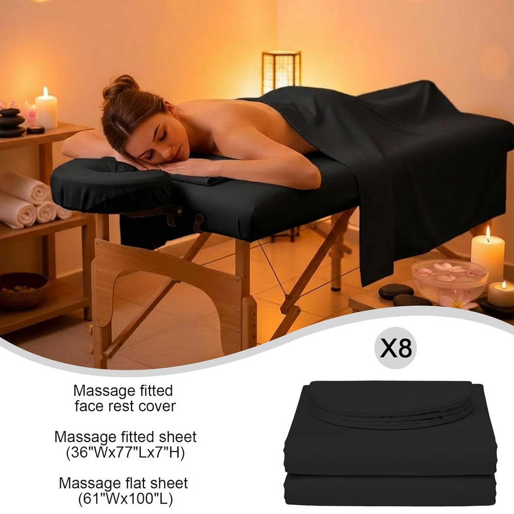 8 Sets Soft Microfiber Massage Table Sheets Set 3 Piece Set Includes Massage Tab