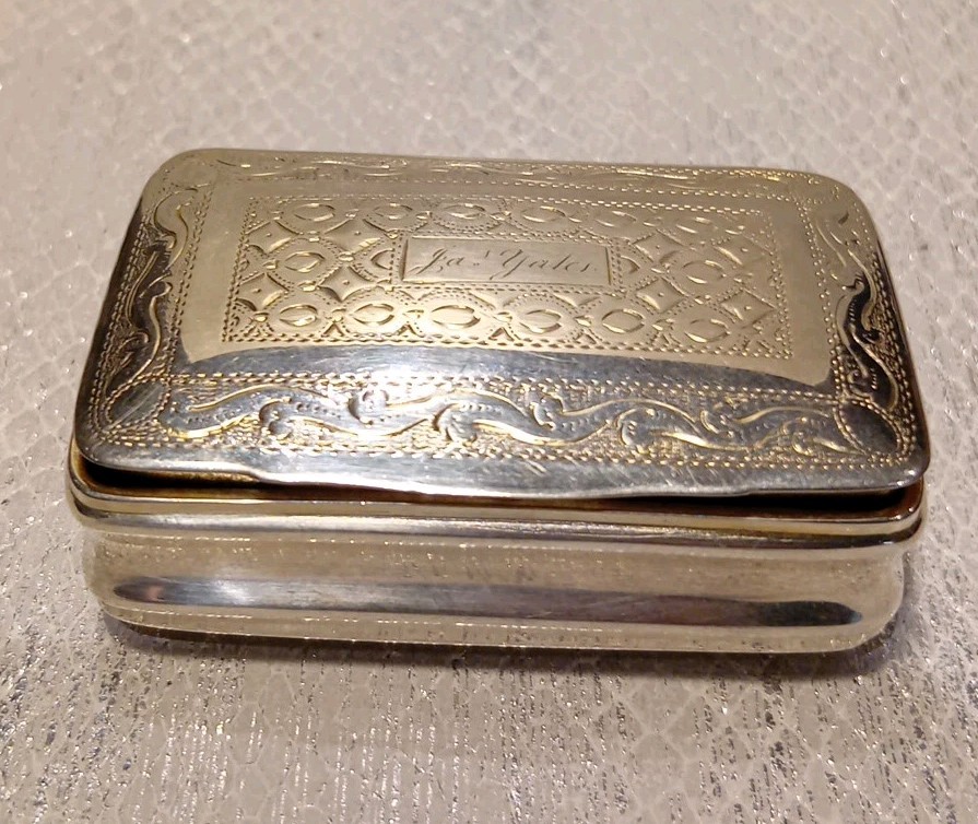 Solid Silver Snuff Box, Nathaniel Mills,18th Century George III. Full Hallmarks.