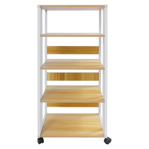 5-Tier Adjustable AV Media Stand Rack with Lockable Wheels, Modern Design New