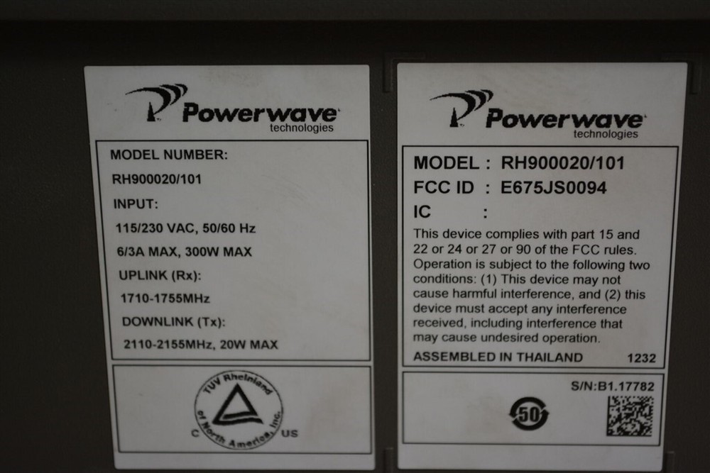 Powerwave Technologies RH900020/101 Nexus FT Single Band AWS Repeater SEE NOTES