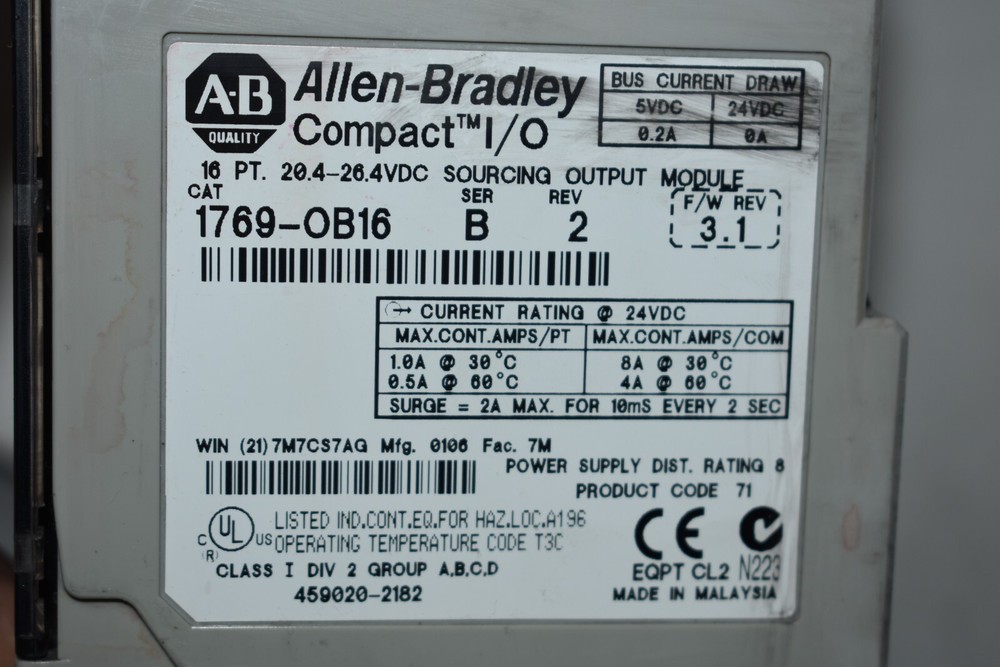 COMPACTLOGIX ALLEN BRADLEY RACK COMPLETE SYSTEM 1769-L32E SYSTEM
