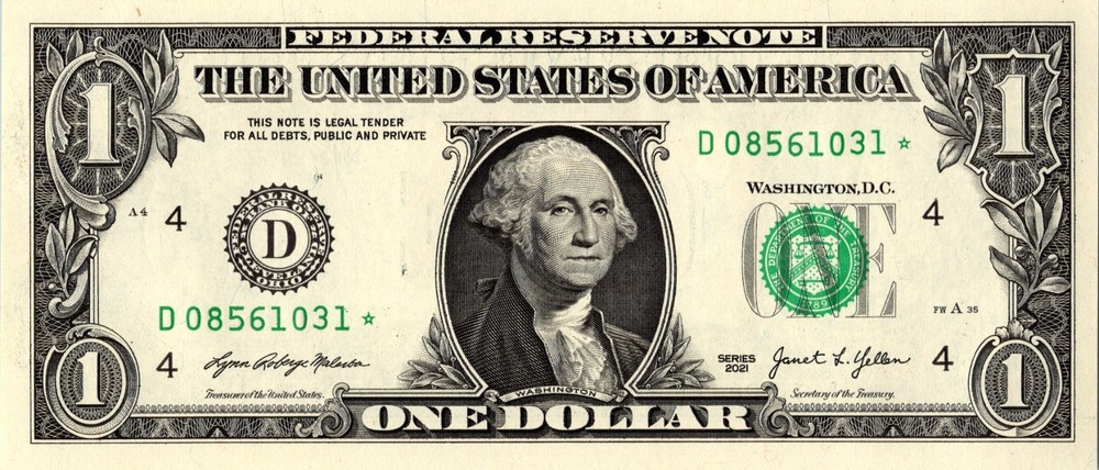 2021 D Star Note One Dollar Bill Regular Run Pack Note D08561031*