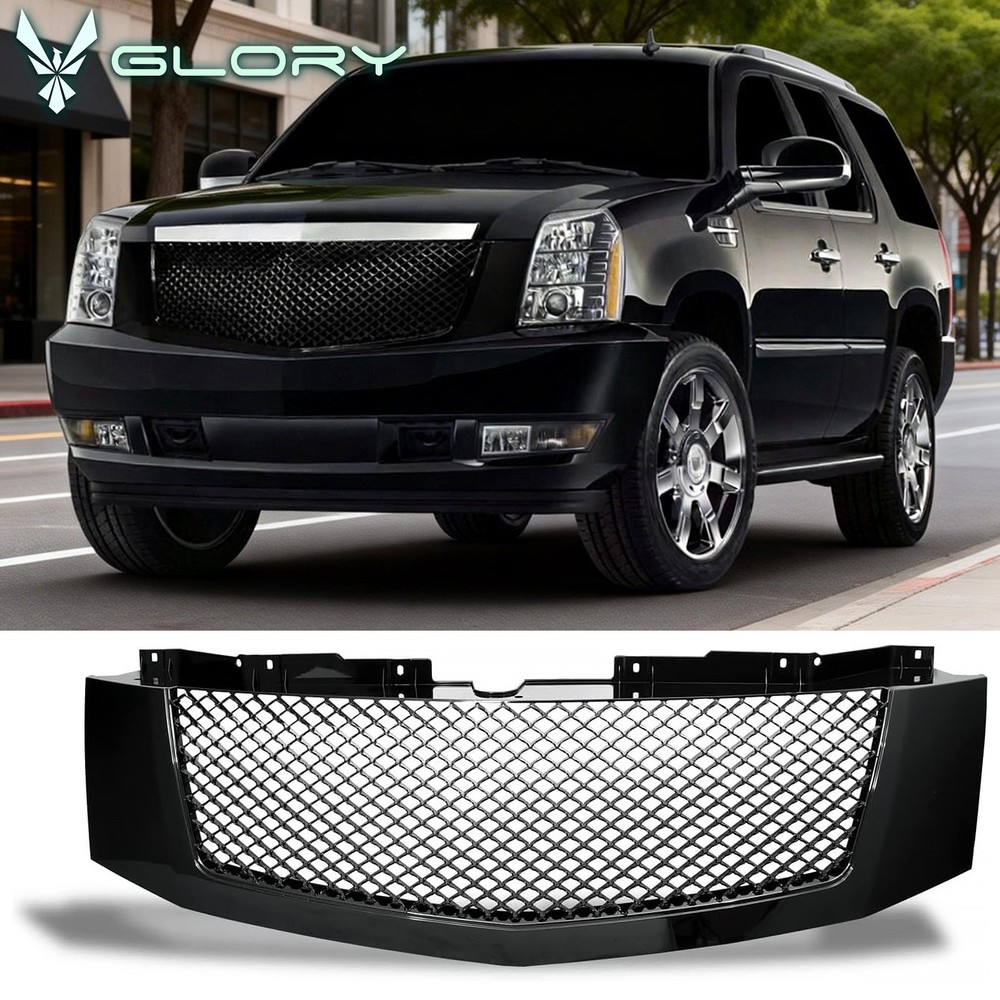 For 07-14 Cadillac Escalade Mesh Style Front Bumper Grille Replacement ABS Black