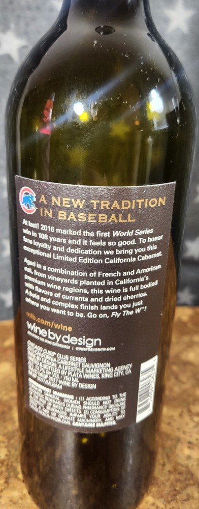 2016 Chicago Cubs Empty Wine Bottle with Cork
