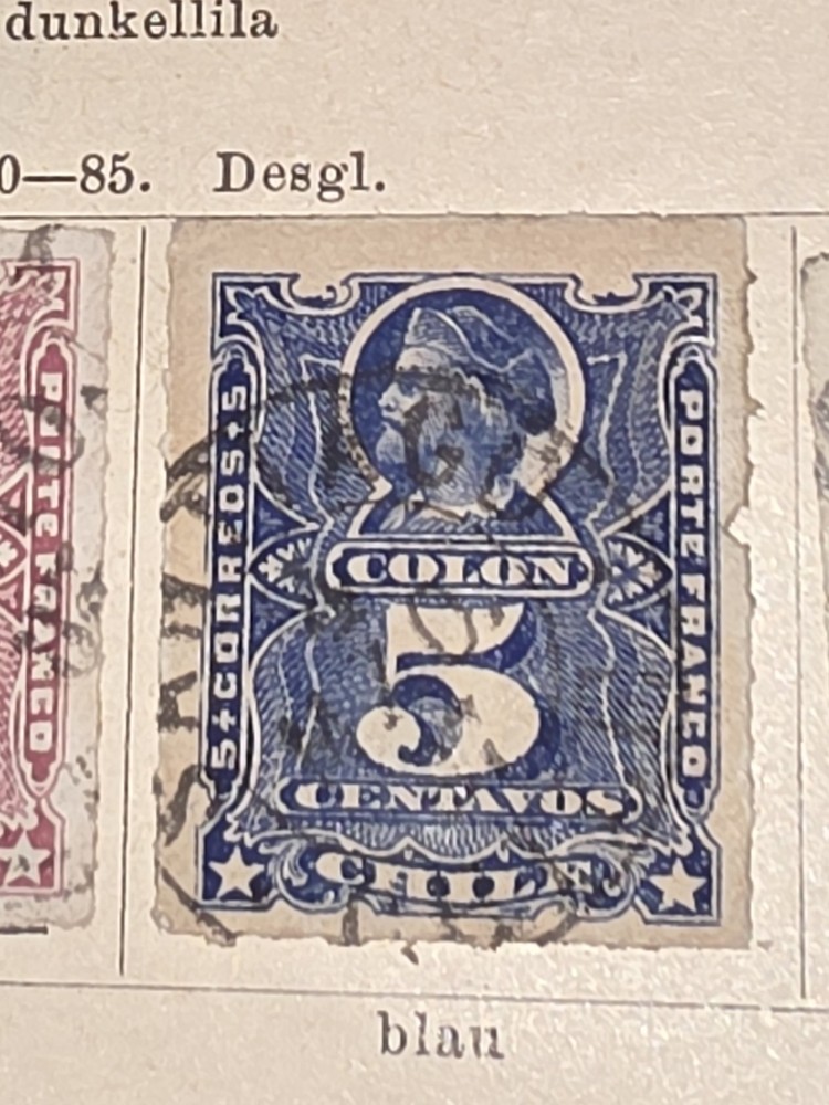 Foreign Chile 5c Stamp Used - #I386