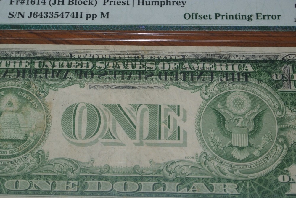 1935 E $1 SILVER CERTIFICATE PMG 40 PARTIAL OFFSET FRONT to BACK Error -RARE