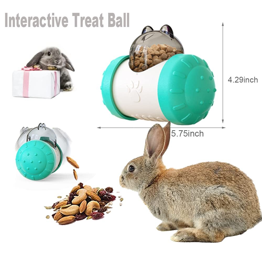 Interactive Treat Ball for Rabbits, Roll and Push, Use with Diced Blue