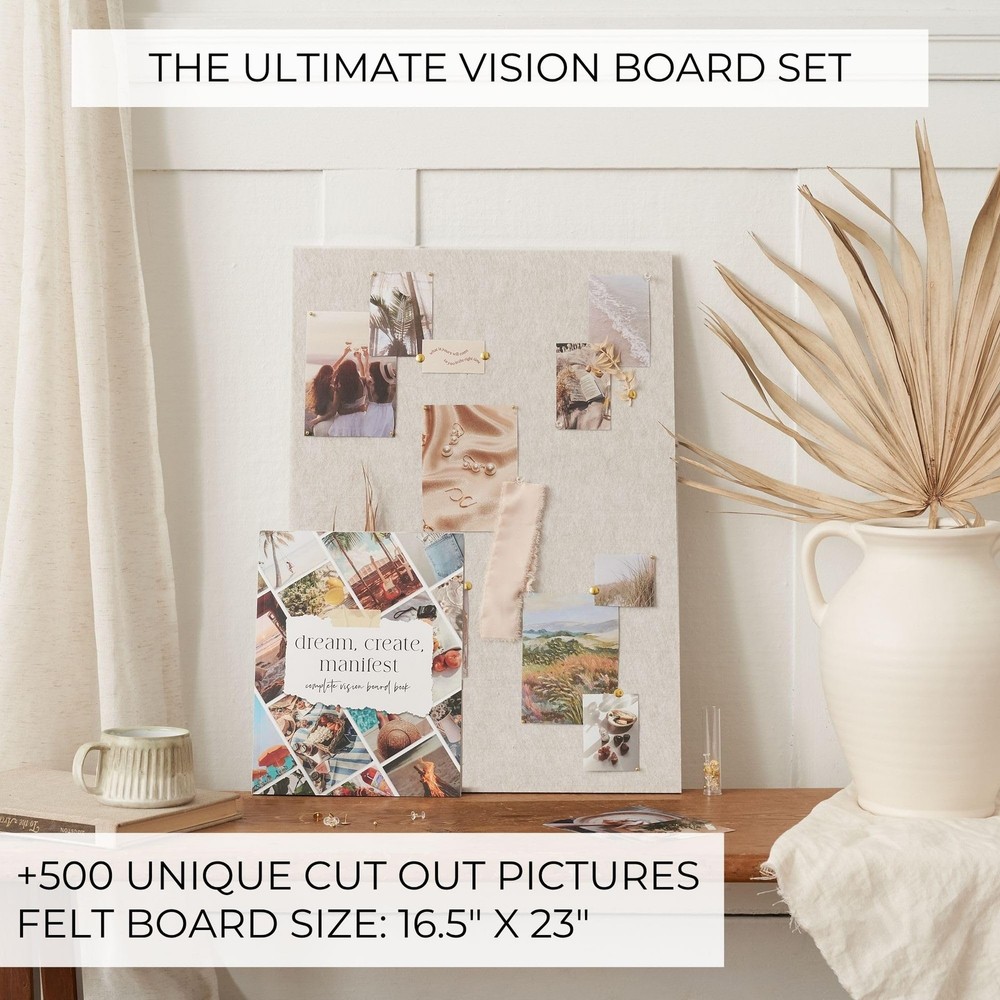 Inspirational Vision Board Kit – Complete Set with Vision Board Book & Felt B...