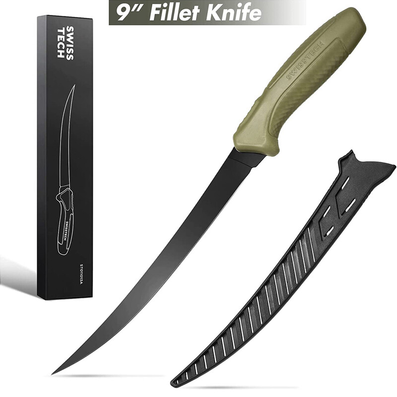 9" Fishing Knife Set Fillet Knife for Filleting Boning w/Floating Foam Handle US