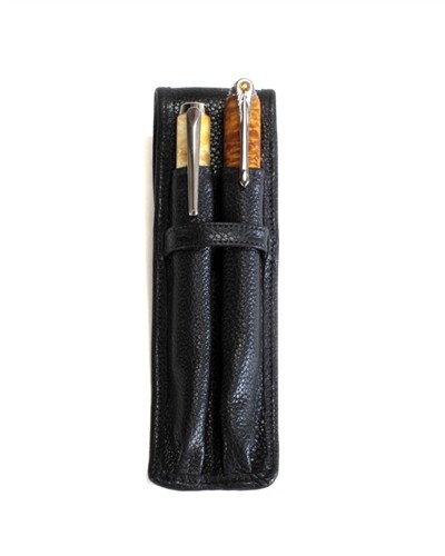 Leather Pen Holster - Black Double