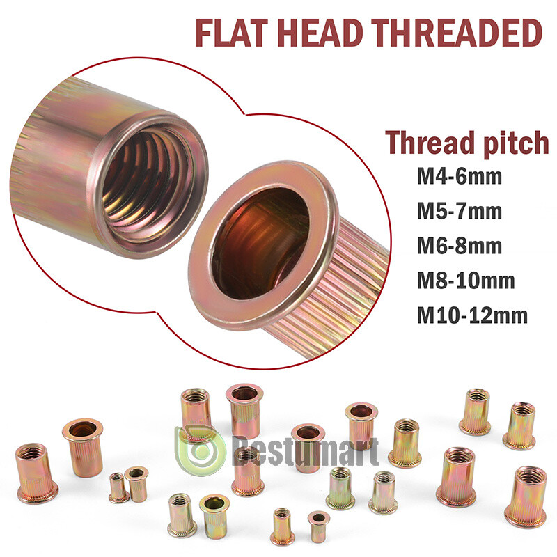 120pcs Rivet Nut Kit Rivnut Gun Nut Setter Thread Setting Nutsert Tool Metri+Box