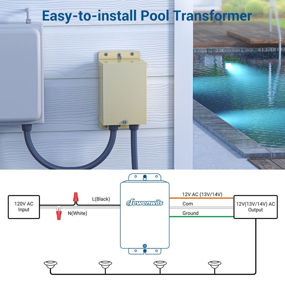 DEWENWILS 200W Pool Light Transformer for Swimming Lighting Durable & Safe
