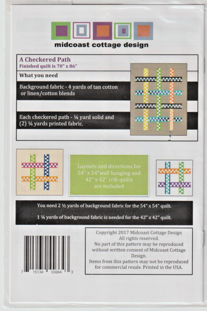 A Checkered Path - QUILT PATTERN - Quilt, Wall hanging, Crib Quilt