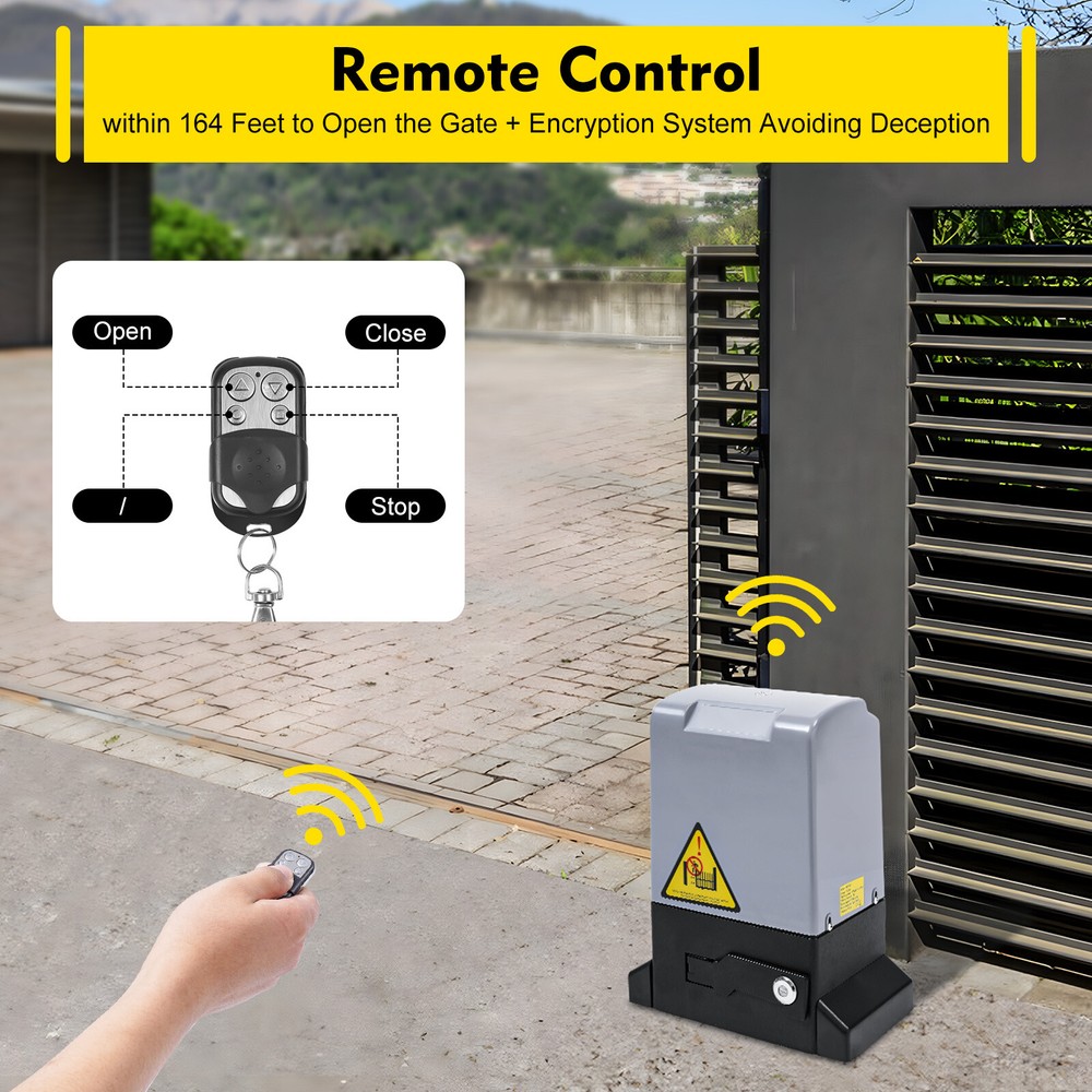 1800kg Automatic Sliding Gate Opener Rack Driven W/ 2 Remotes & Complete Kit