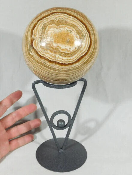Sphere Display Stand Tall Iron Modern Design Dark Silver