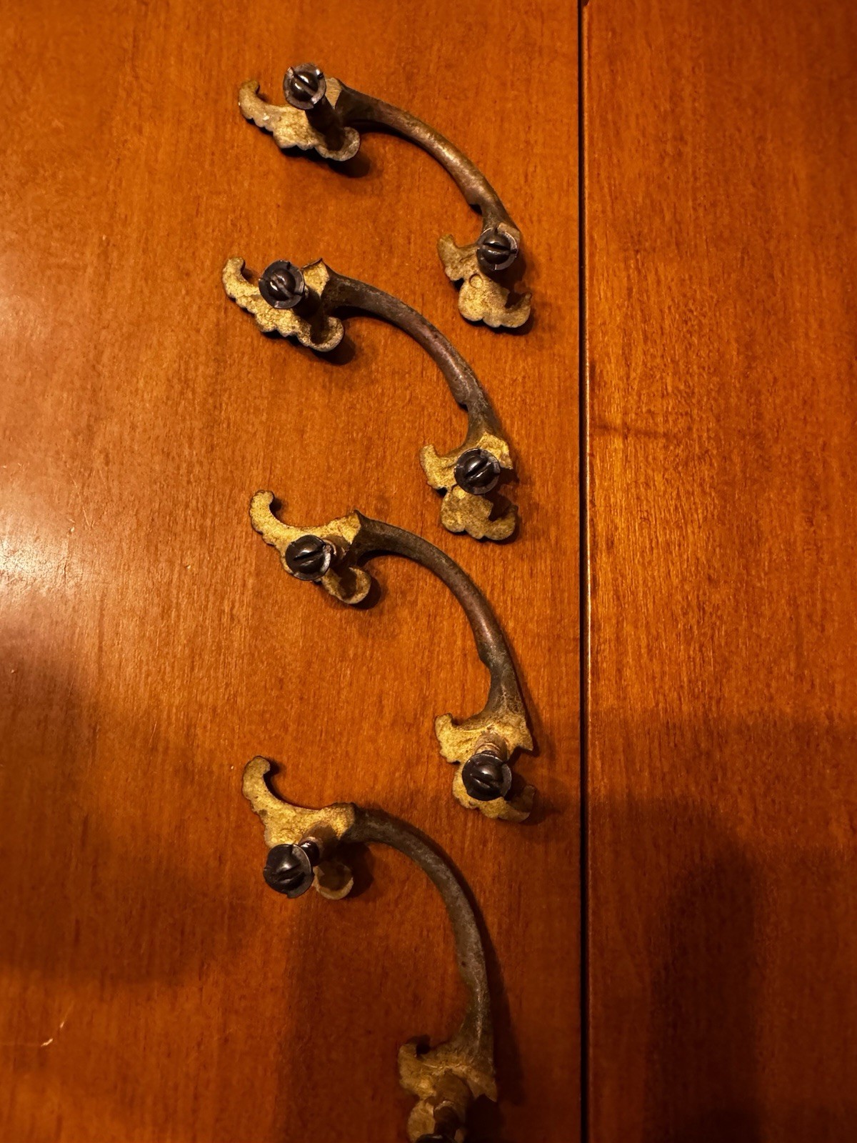 Antique Brass French Provincial Drawer Pull Handles 4” Lot of 4