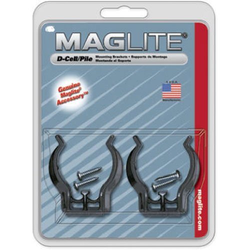 Maglite Black Universal Mounting Brackets for D-Cell Flashlight, 2 pk