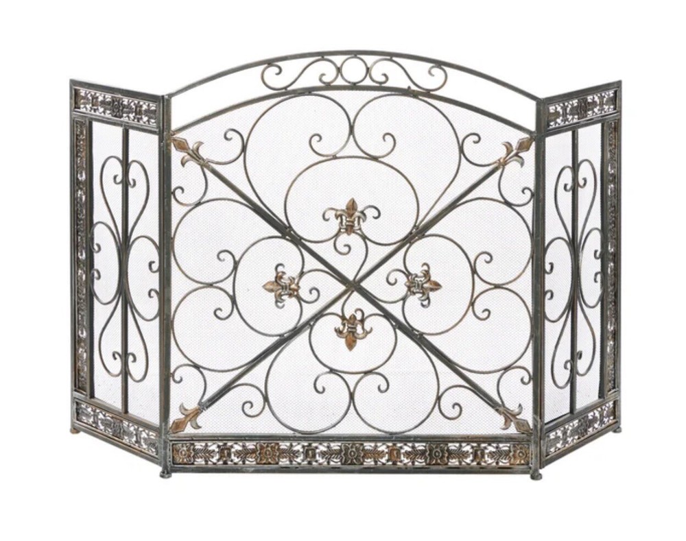 3 Panel Fireplace Screen Iron