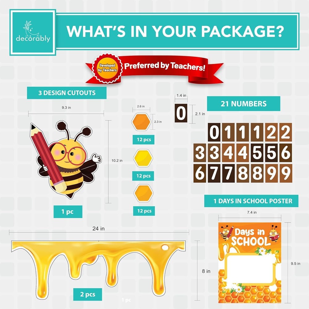 181 Pcs Classroom Calendar Numbers with Background Papers - Bee