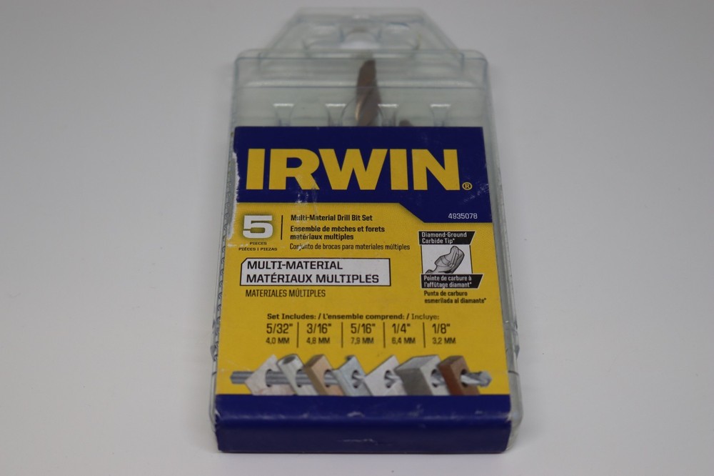 Brand New IRWIN Multi Material Carbide Drill Bit Set 5/32"-1/8"