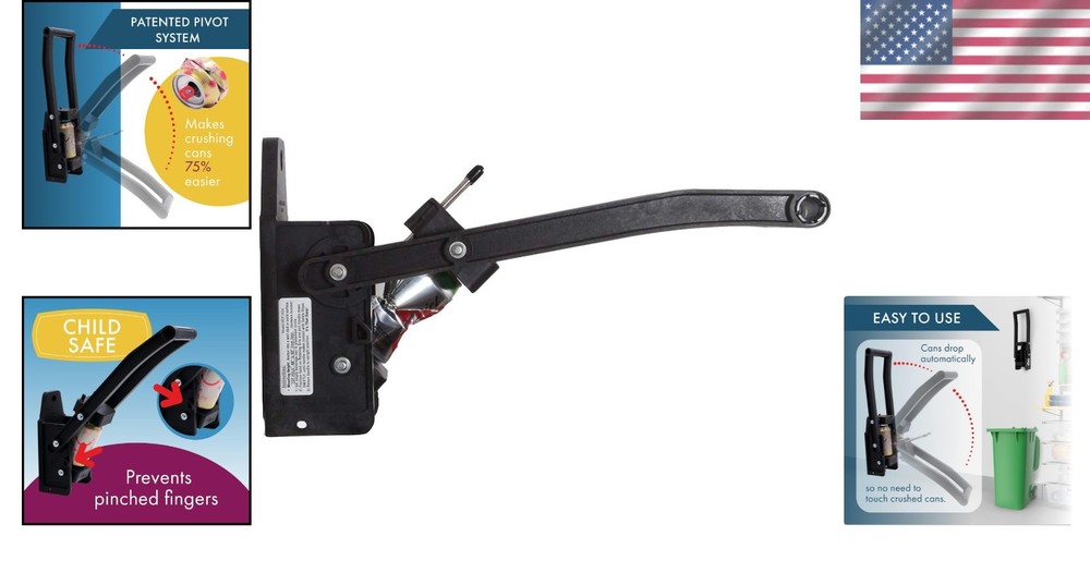 Heavy Duty Wall-Mounted Can Crusher – Effortless Pull & Auto Dispensing Feature